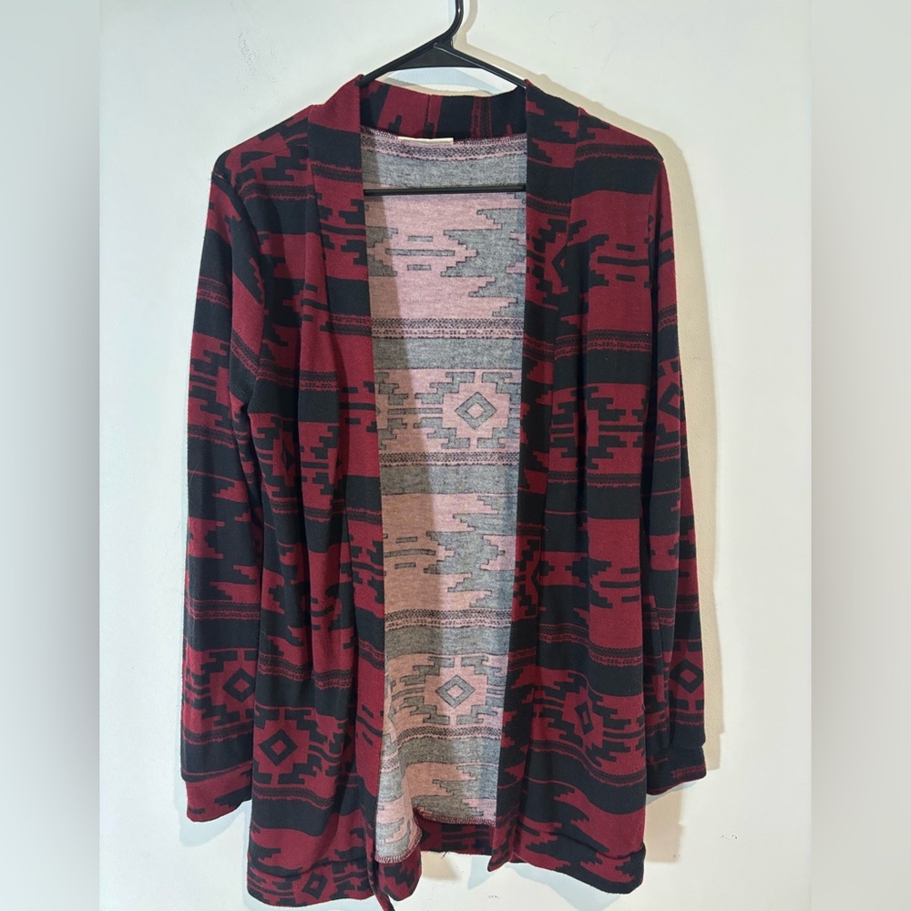 Bobbie brooks Women Medium Open Front Cardigan Long Sleeve Shirt Western Fall